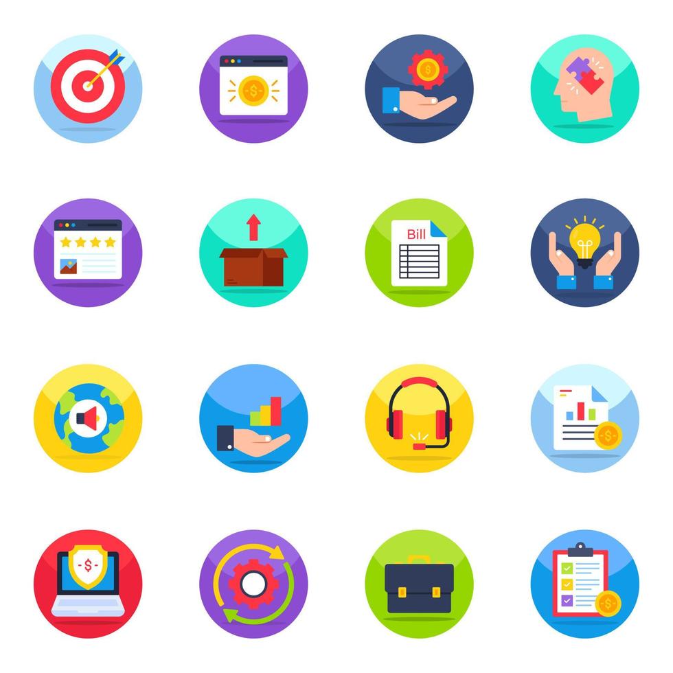 Pack of Business and Finance Flat Icons vector