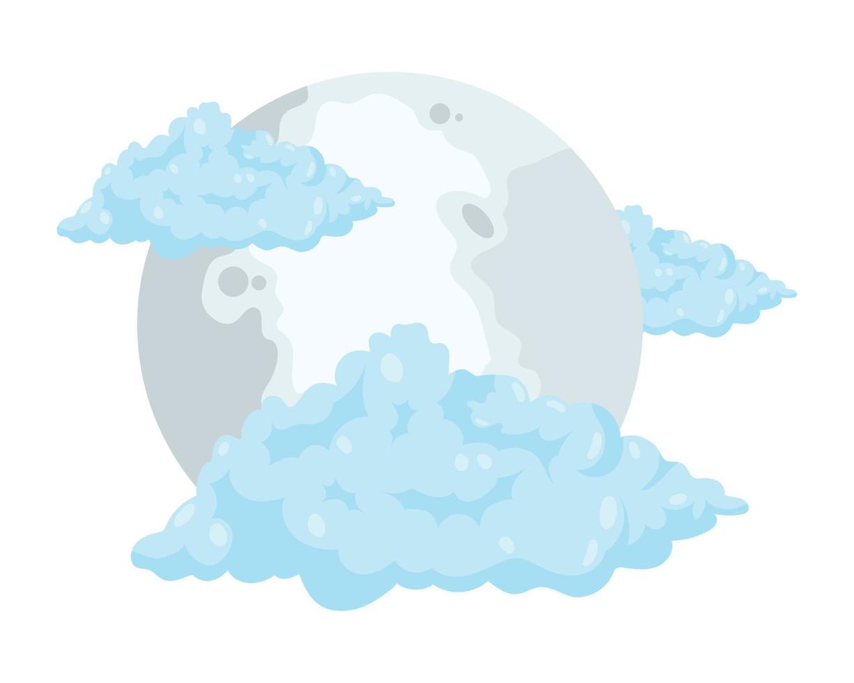 full moon and clouds vector