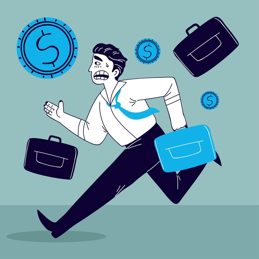 running businessman line art vector