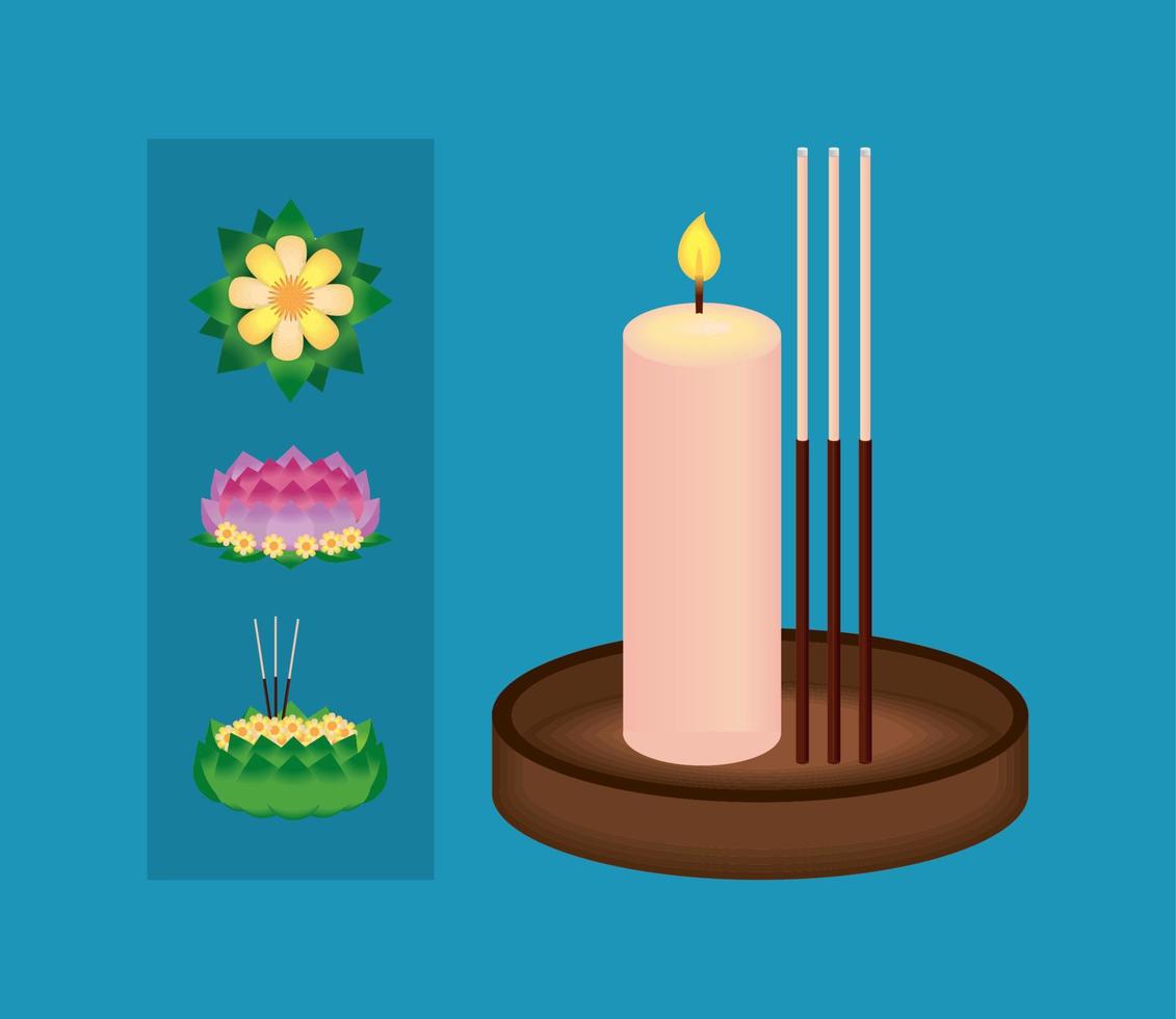 set of loy krathong vector