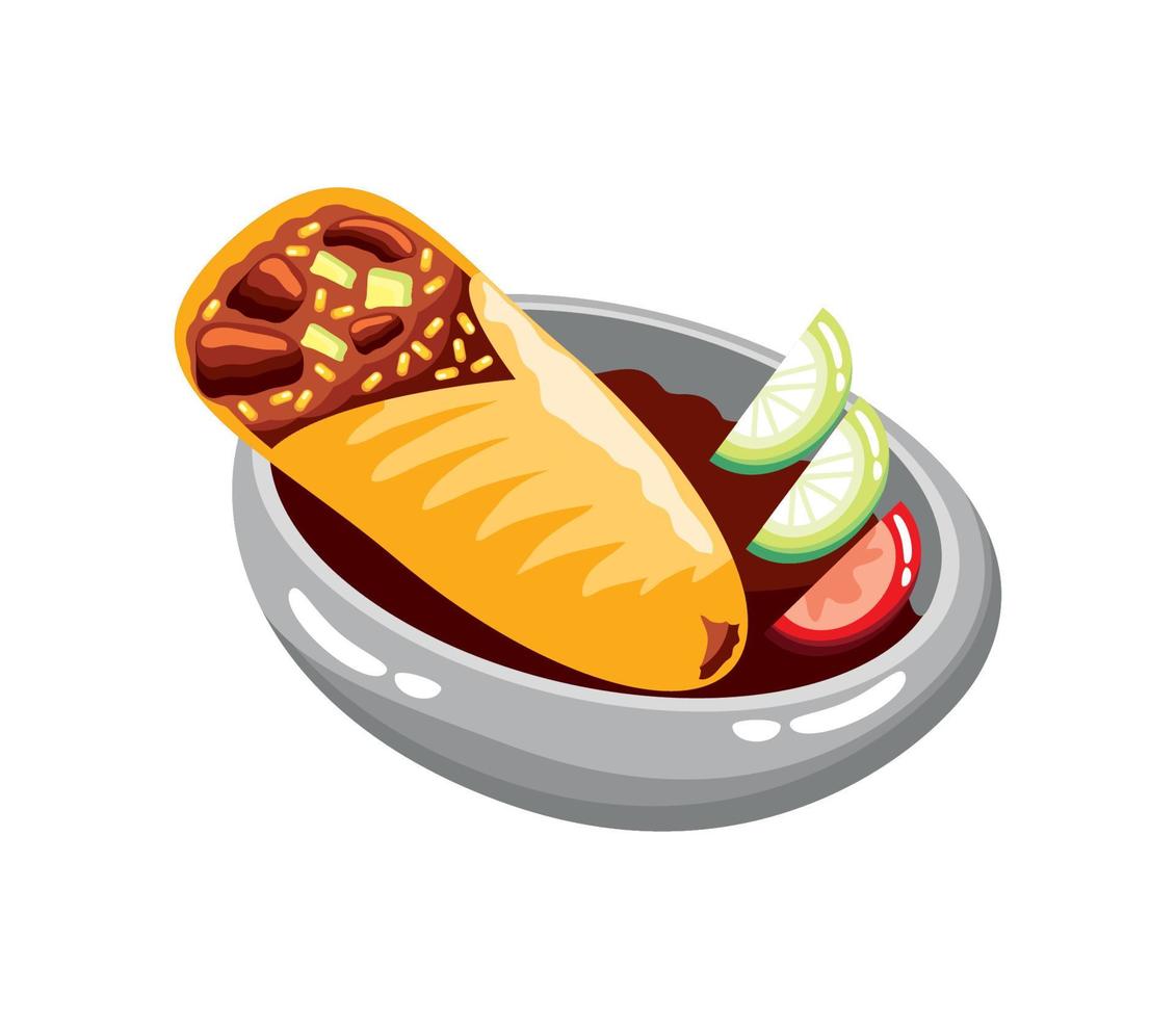 burrito mexican food vector