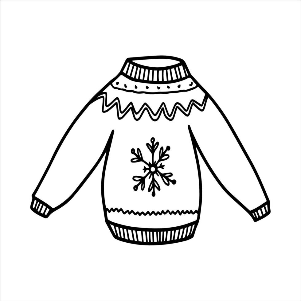 Hand drawn warm knitted sweater. Doodle vector illustration