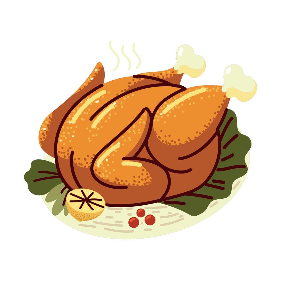 Thanksgiving turkey dinner vector