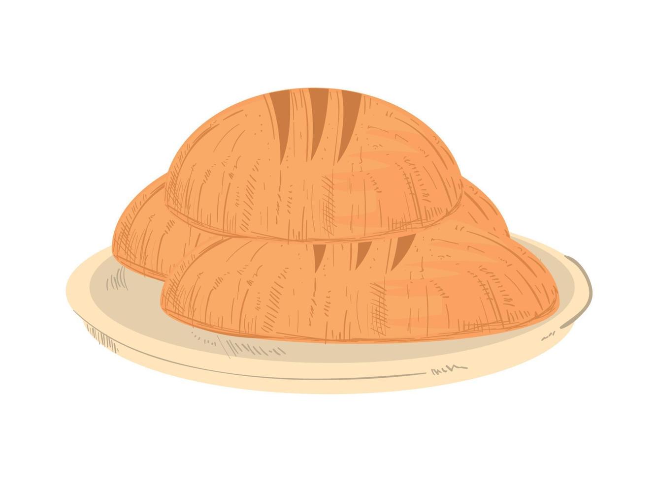 breads in dish vector