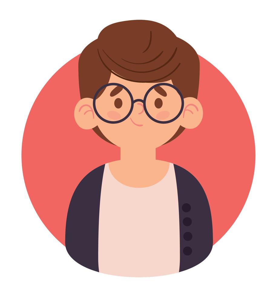 boy with eyeglasses avatar vector