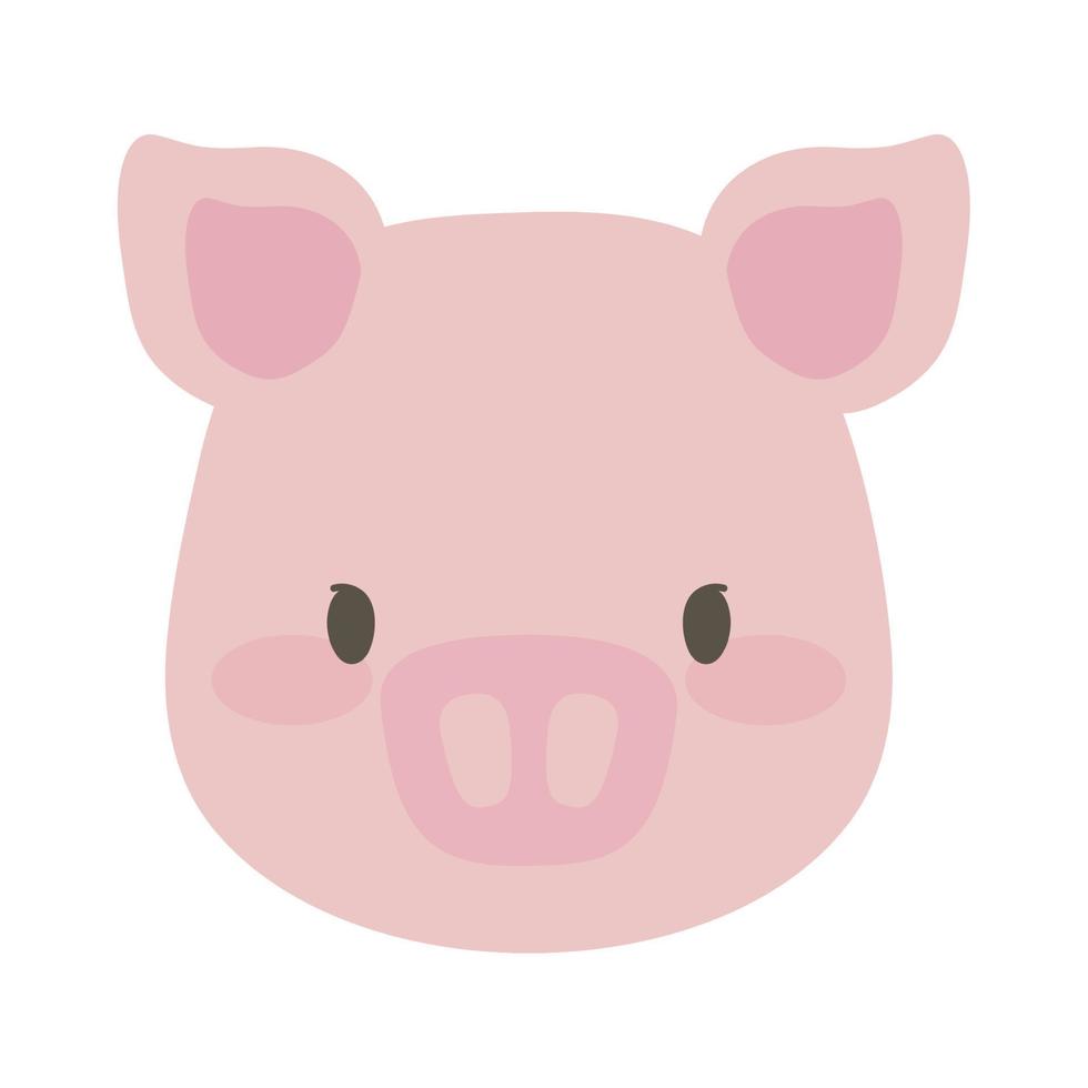 cerdo cara lindo animal vector