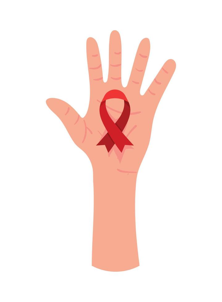 ribbon in hand, AIDS day vector