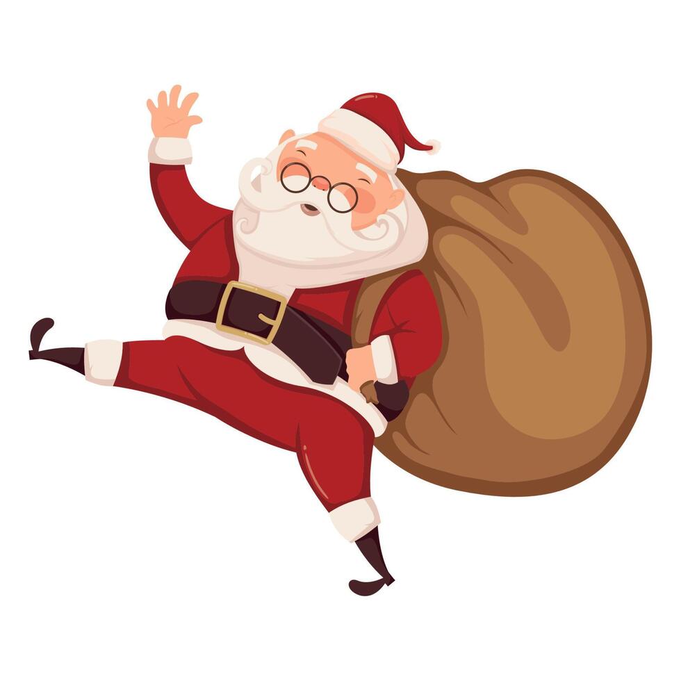 santa claus with gifts sack vector