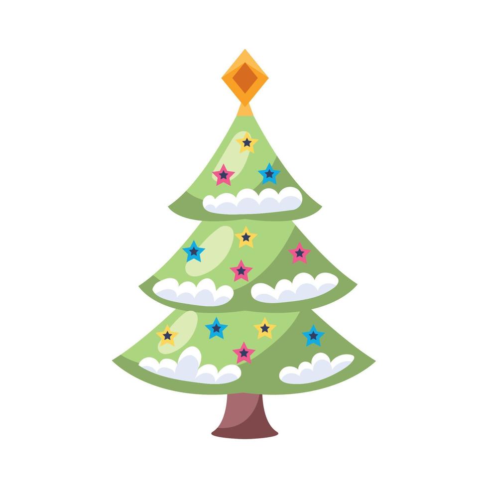 green christmas pine tree with stars vector