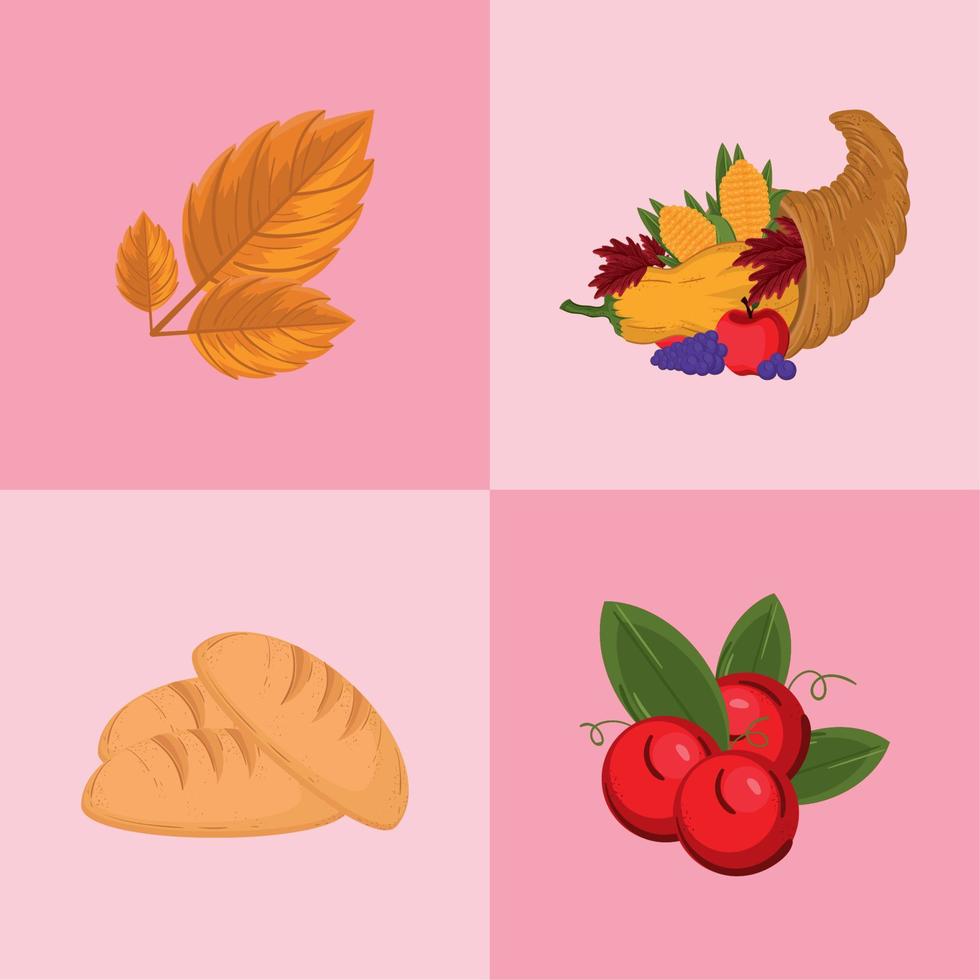 icons, happy thanksgiving vector