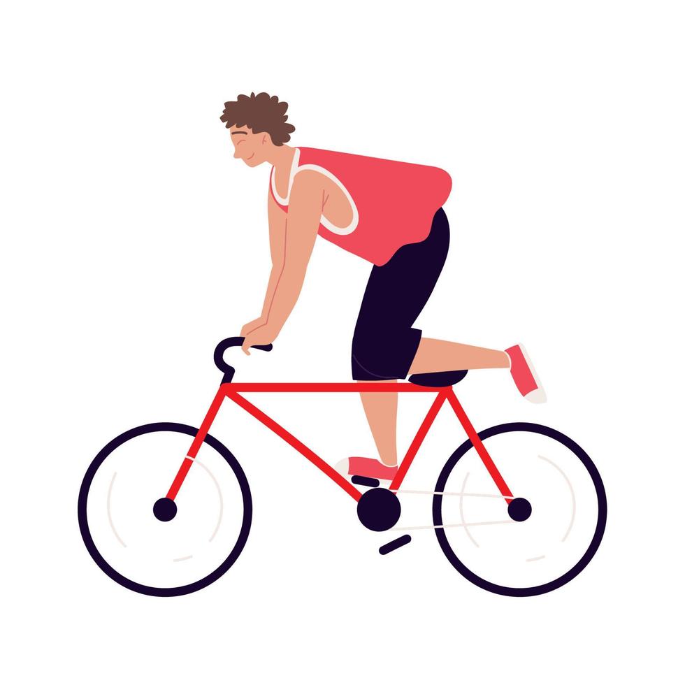young man riding bicycle vector