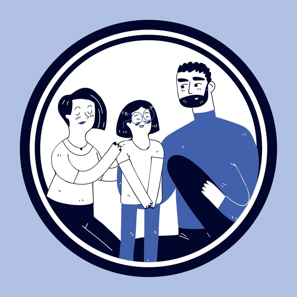family picture in round frame vector