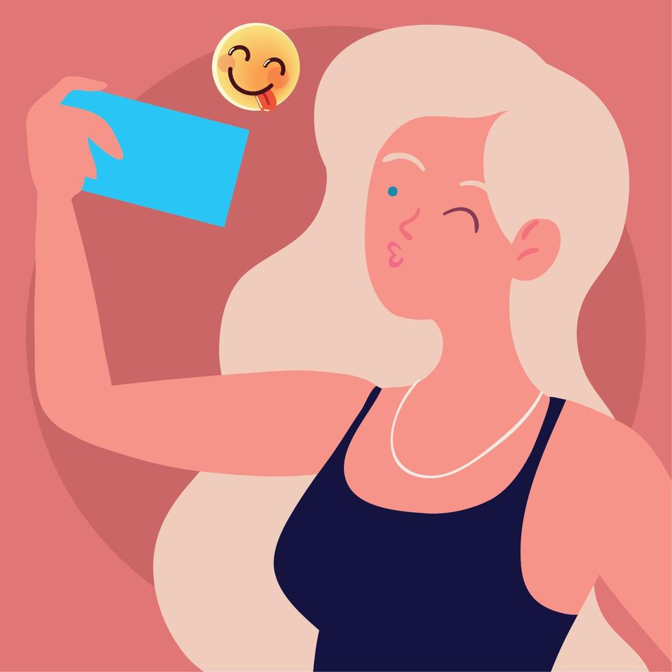 woman taking selfie with phone vector