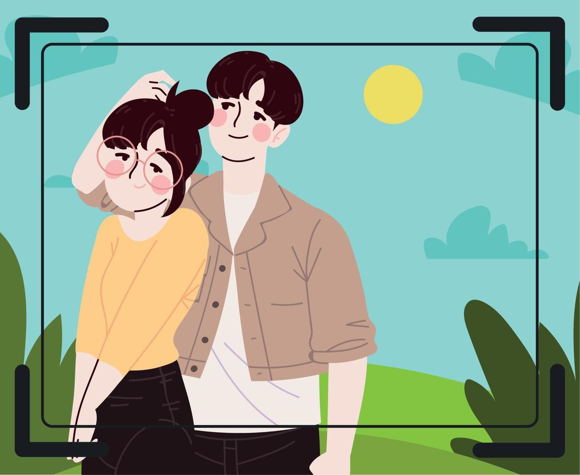 foto feliz pareja coreana vector