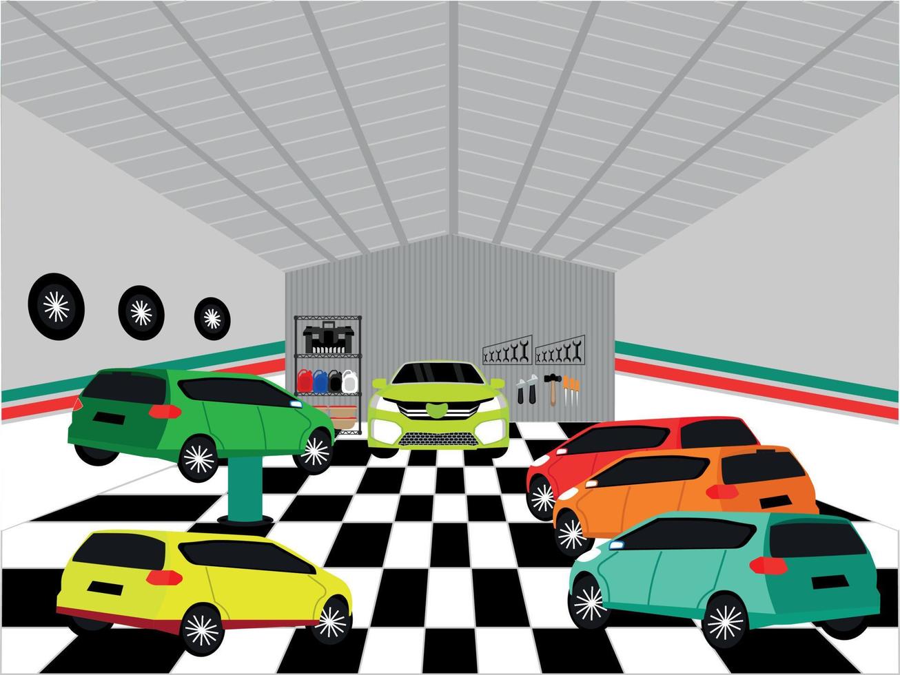 place repair shop car vector landscape