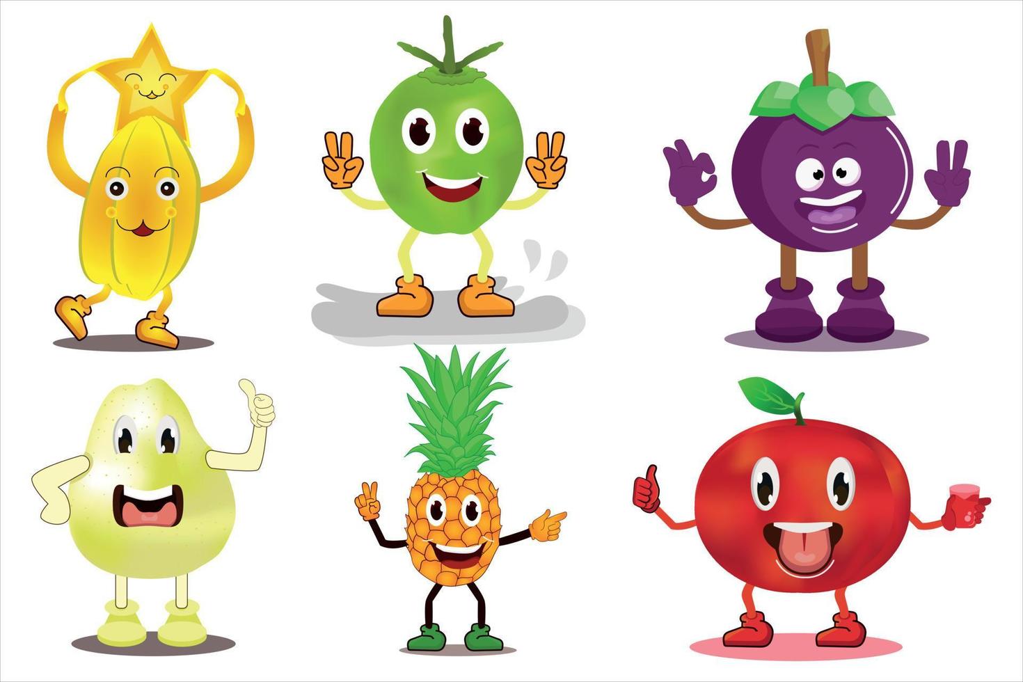 colección de frutas con brazos y piernas vector