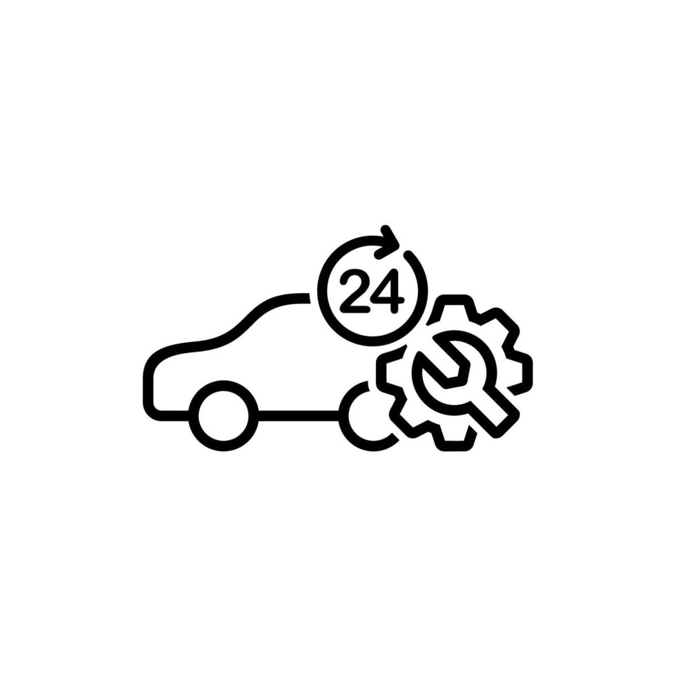 Car Service 24 hour icon. Gear icon. Setting icon. vector