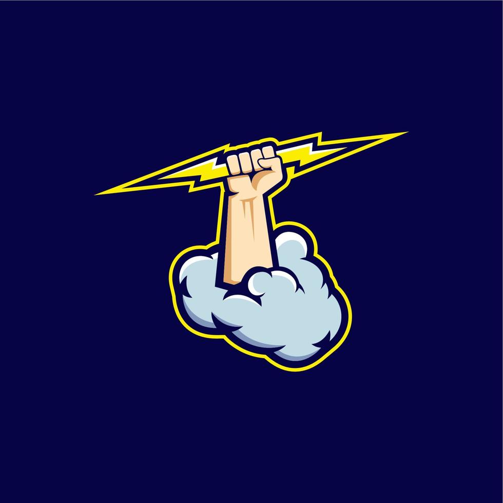 Hand holding thunders vector. thunders cloud vector