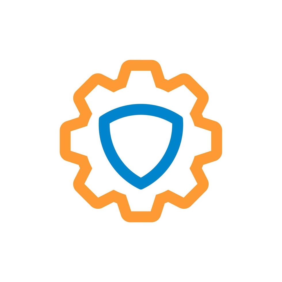 Gear and shield icon. Setting icon. Safety Service icon vector