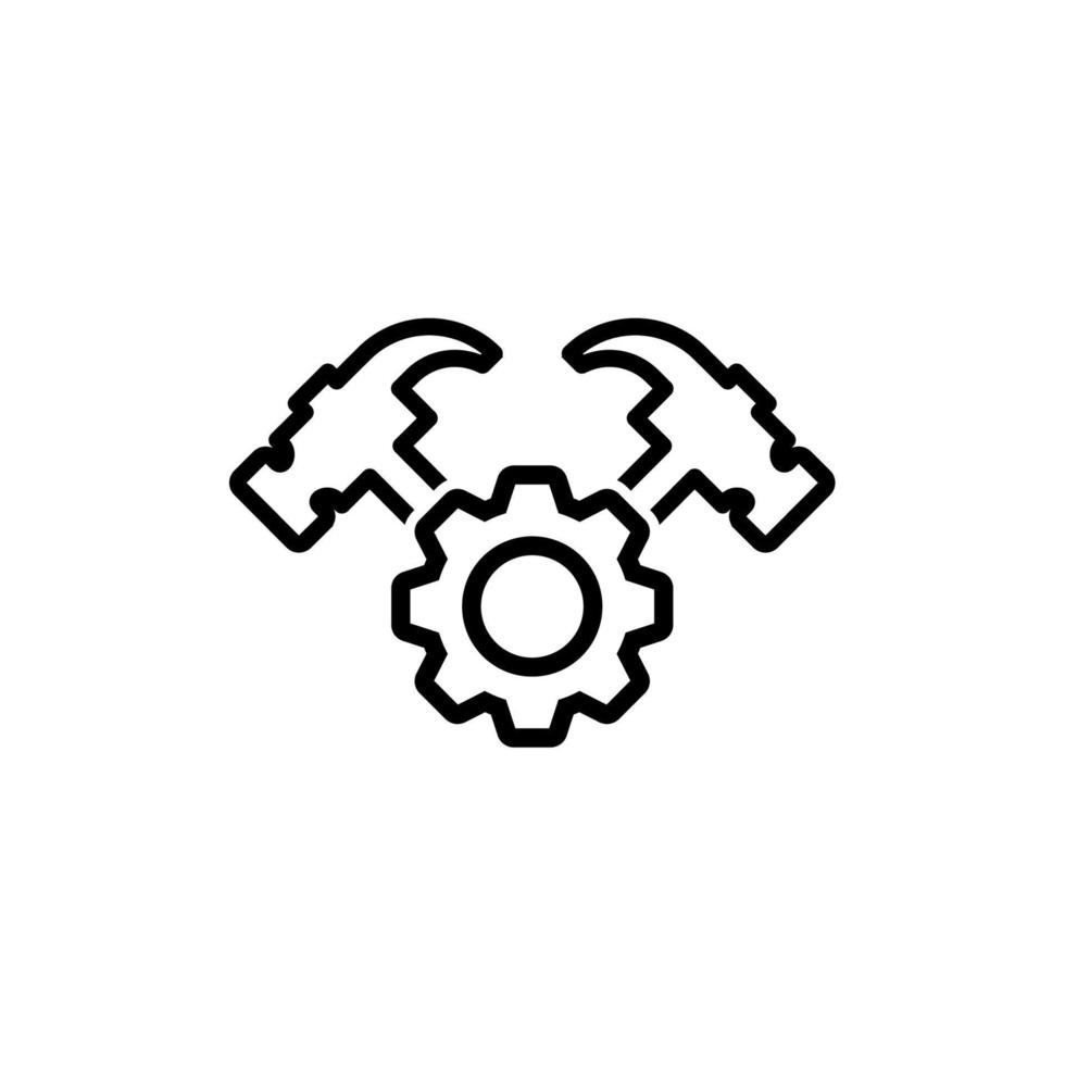 Hammer and cogwheel icon vector. construction vector