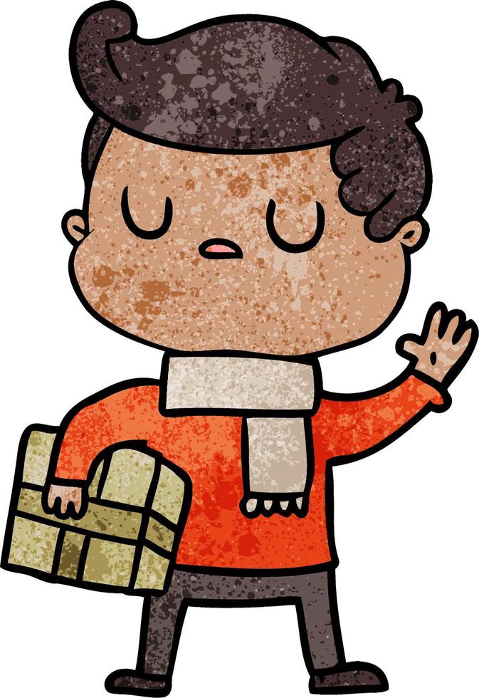 Retro grunge texture cartoon man vector