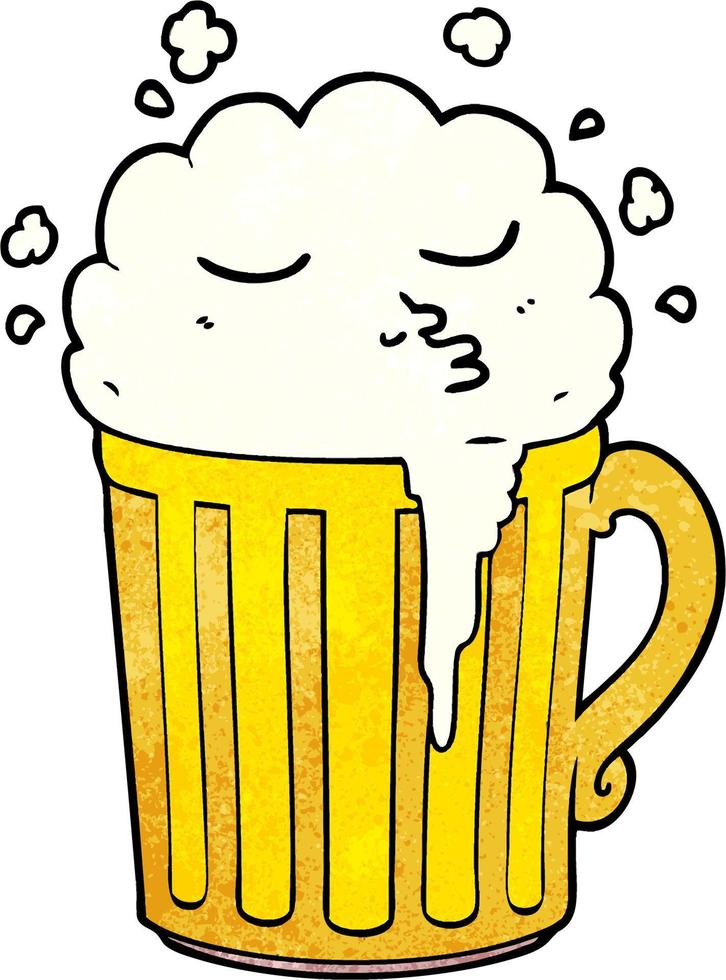 Retro grunge texture cartoon cute beer vector
