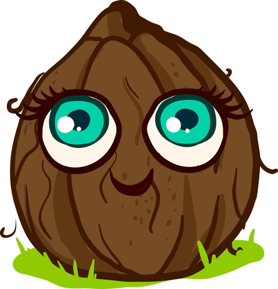 Cute coconut, illustration, vector on white background.