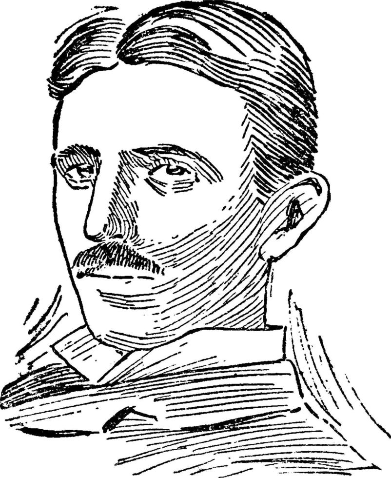Nikola Tesla, vintage illustration vector