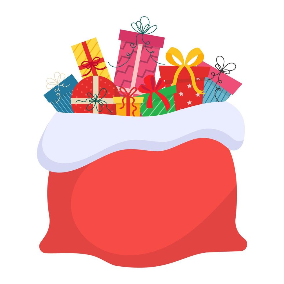 bolsa con regalos de santa claus. elemento decorativo de navidad. ilustración vectorial vector