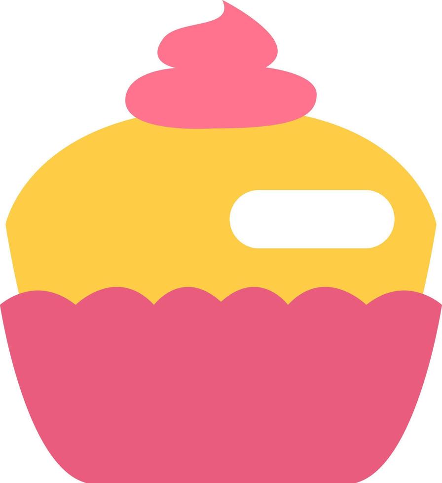 cupcake de fiesta rosa y amarillo, ilustración, vector sobre fondo blanco.