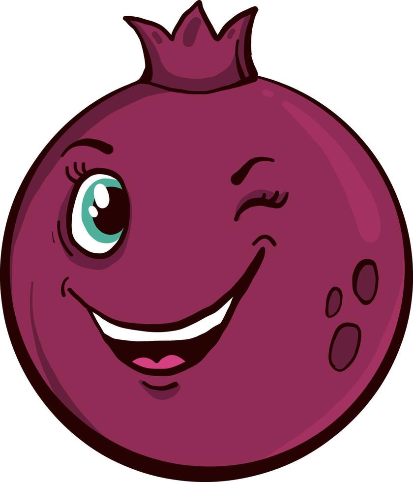 Winking pomegranate , illustration, vector on white background