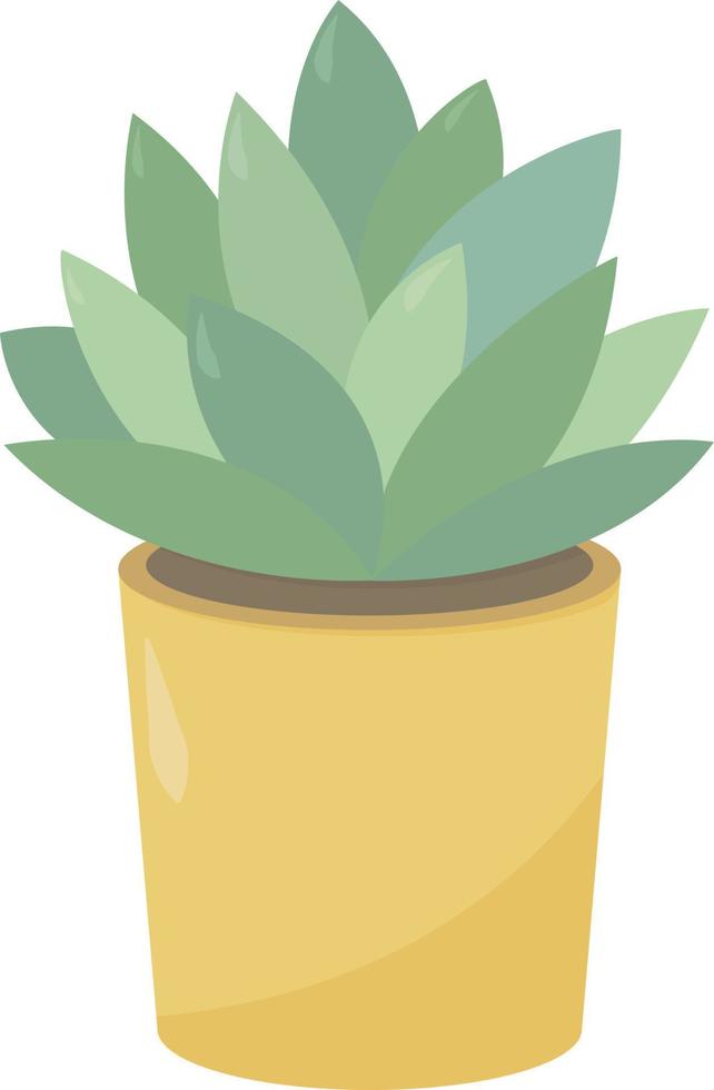 Plant in yellow pot , illustration, vector on white background