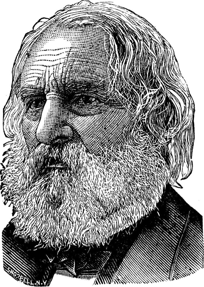 henry wadsworth longfellow, ilustración de la vendimia vector