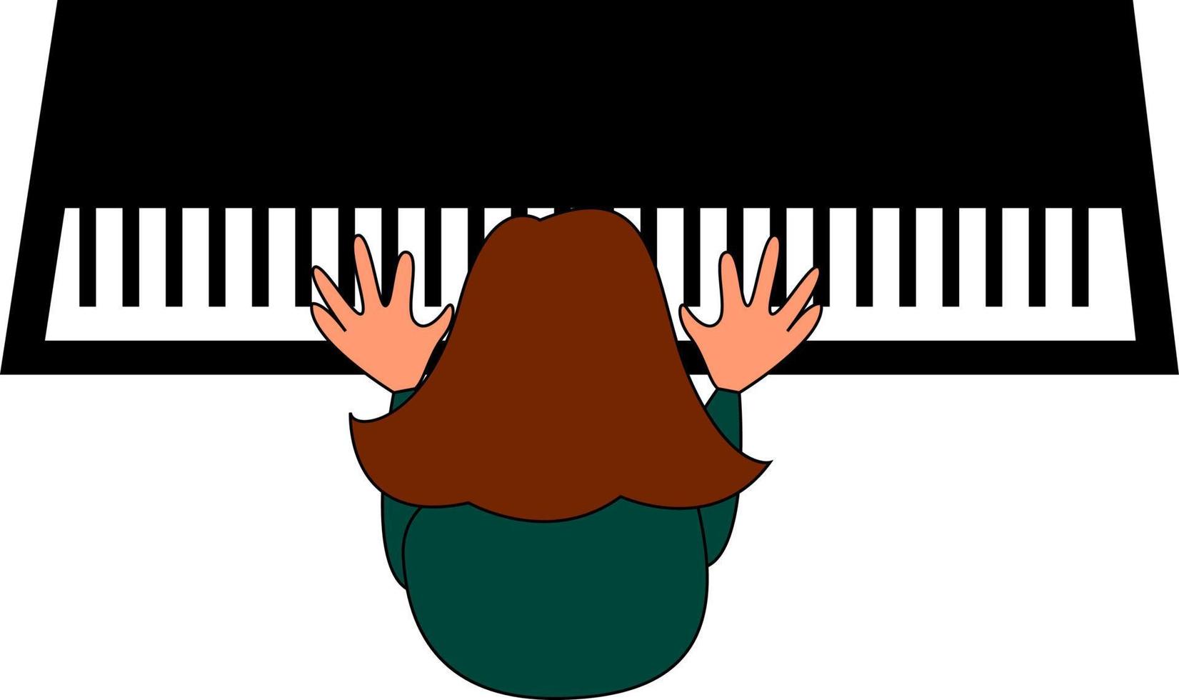Woman playing piano, illustration, vector on white background.