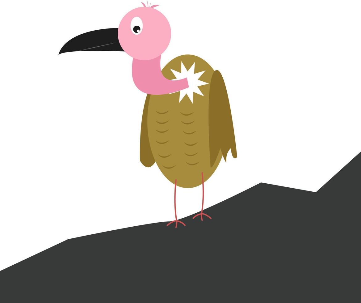 Vulture bird, illustration, vector on white background.