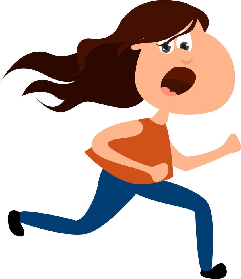 Girl running away, illustration, vector on white background