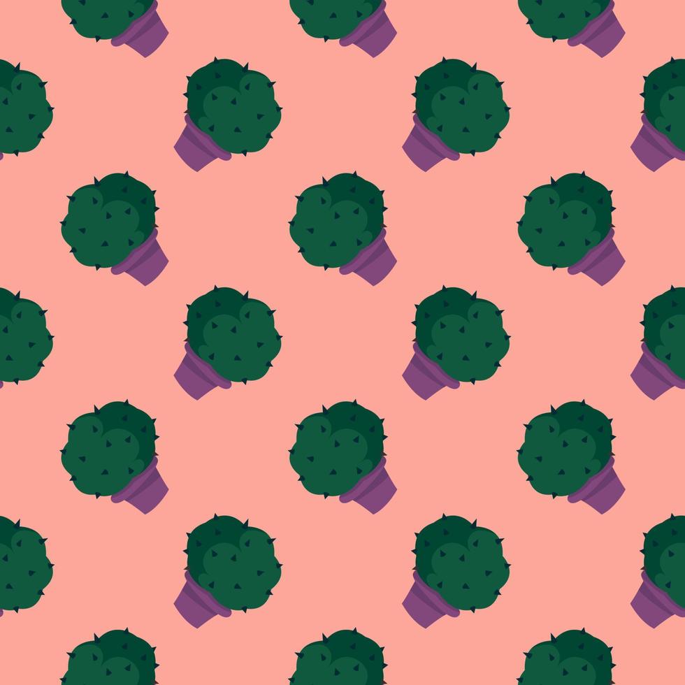Cute little cactus,seamless pattern on pink background. vector