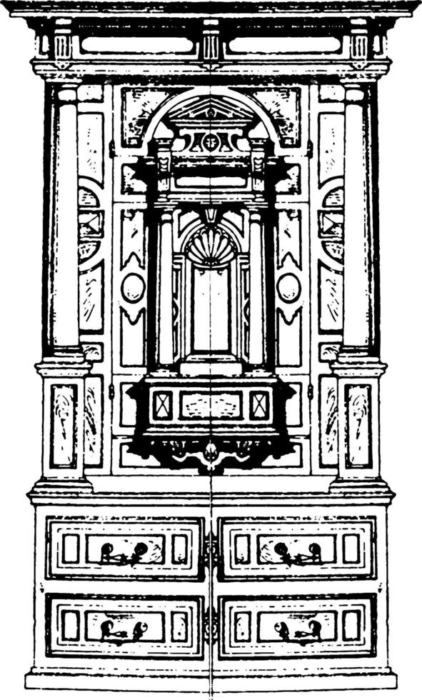 Renaissance Cabinet, vintage illustration. vector