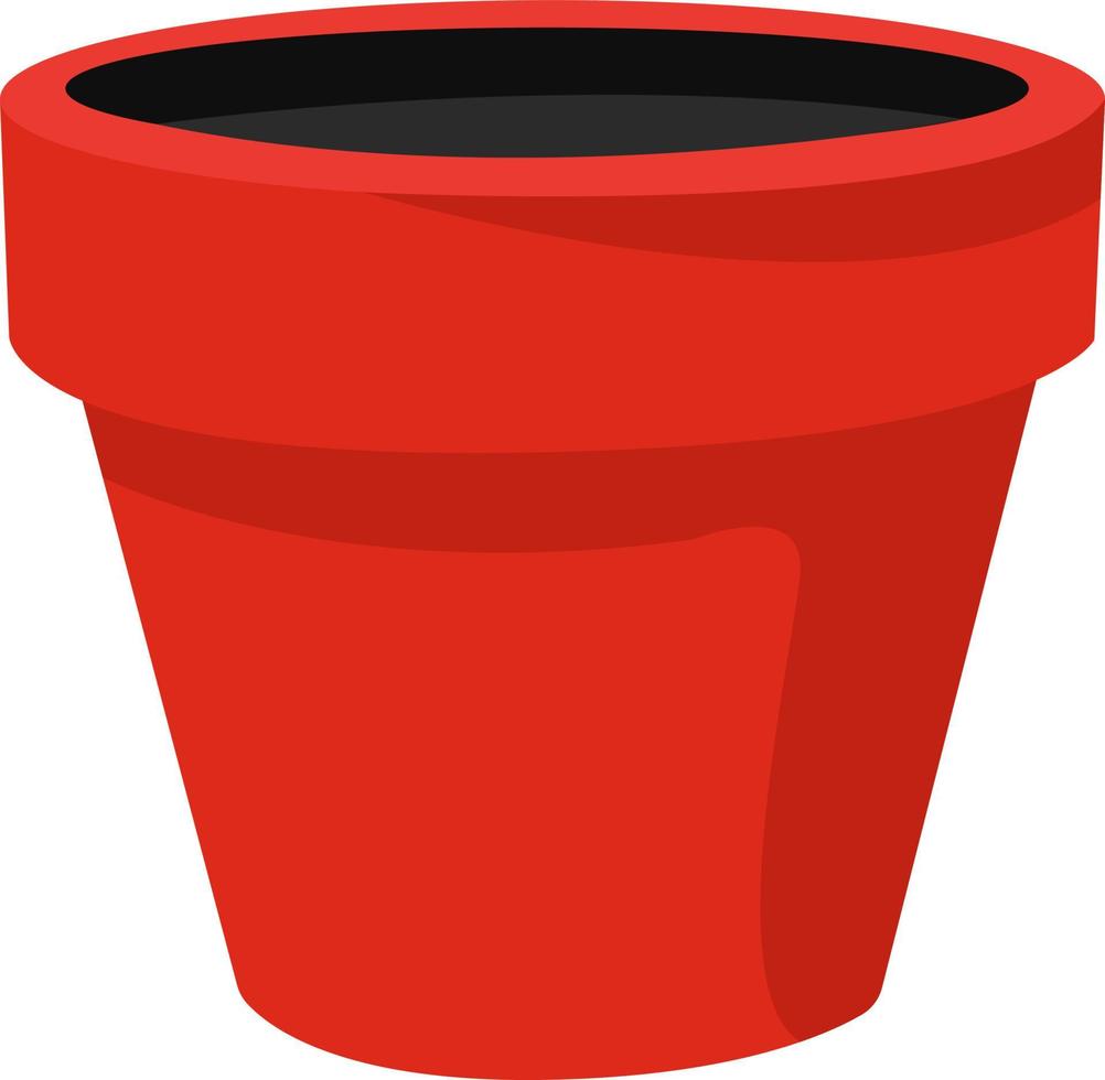 Red plant pot, illustration, vector on white background