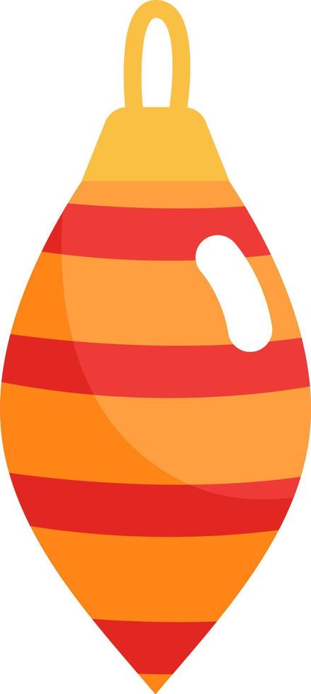 Orange christmas toy with red stripes, illustration, vector, on a white background. vector