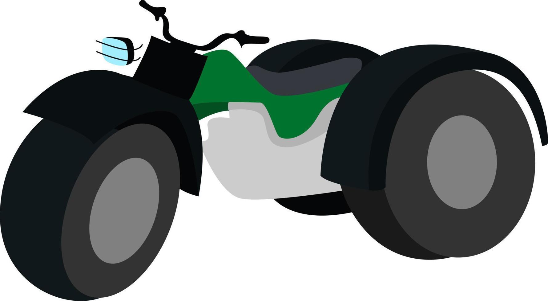 Green terrain vehicle, illustration, vector on white background.