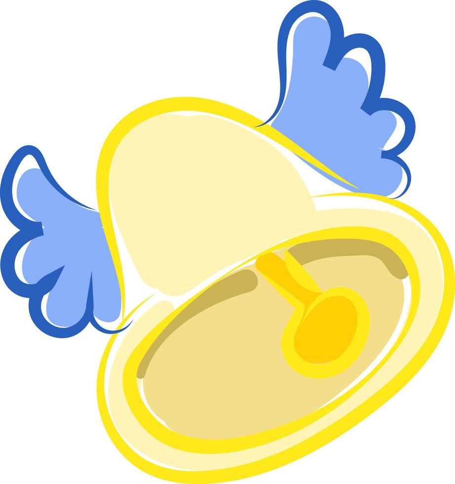 Bell with wings, illustration, vector on white background.