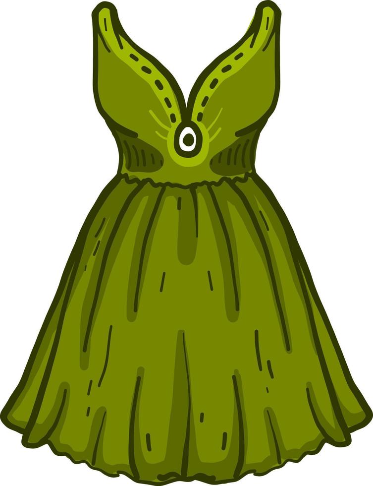 Vestido pequeño verde, ilustración, vector sobre fondo blanco.