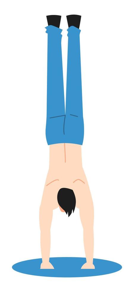 man doing handstand. concept of sports, fitness, health, etc. flat vector illustration