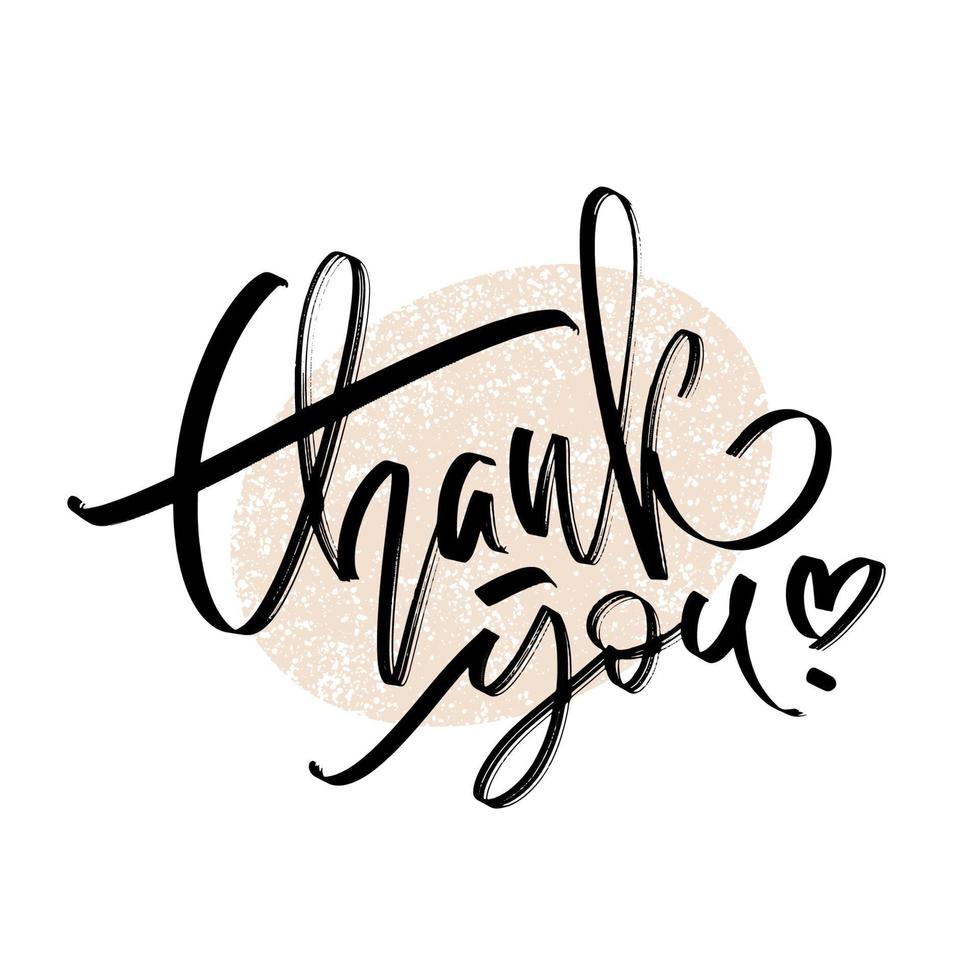 Thank you hand written words on textured background. Marker hand written card with polite common words. vector