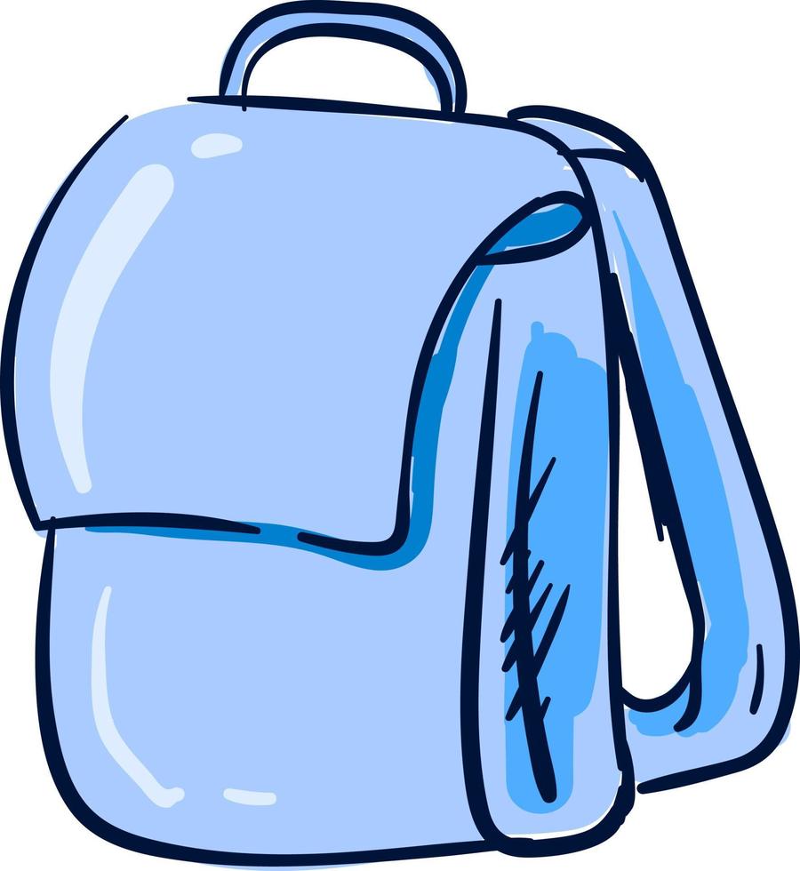 mochila azul, ilustración, vector sobre fondo blanco.