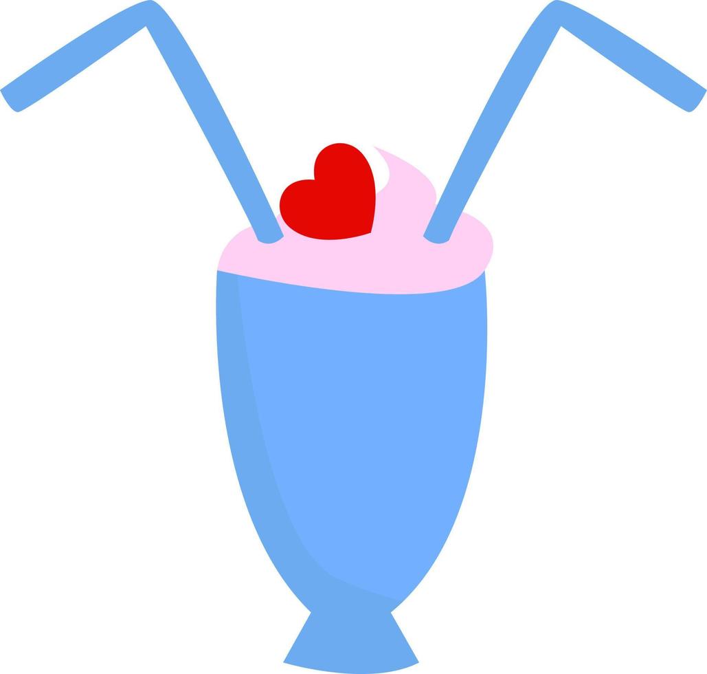 Cocktail for two, illustration, vector on white background.