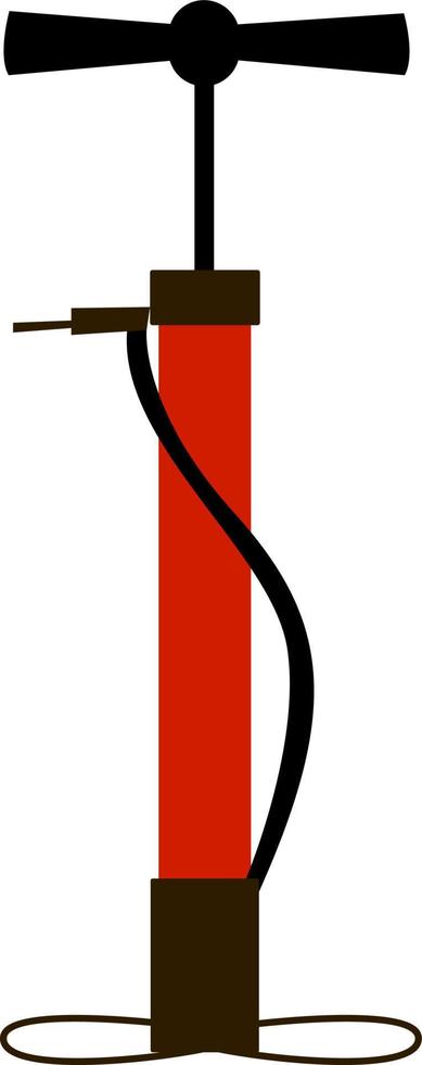 Bomba de bicicleta roja, ilustración, vector sobre fondo blanco.