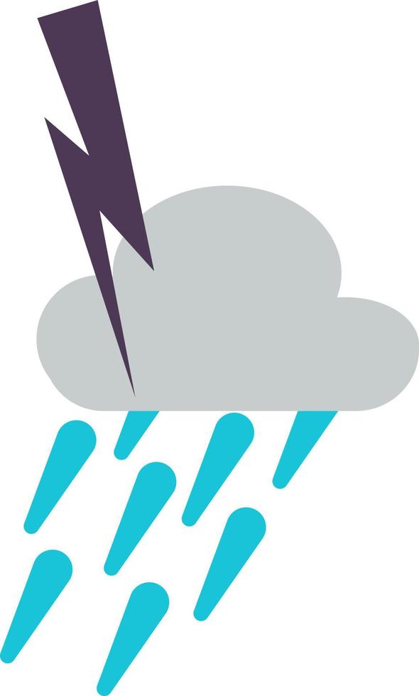 Lightning with rain, illustration, vector, on a white background. vector