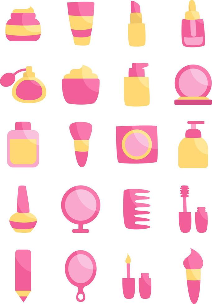 Pink cosmetic products, illustration, vector on a white background.